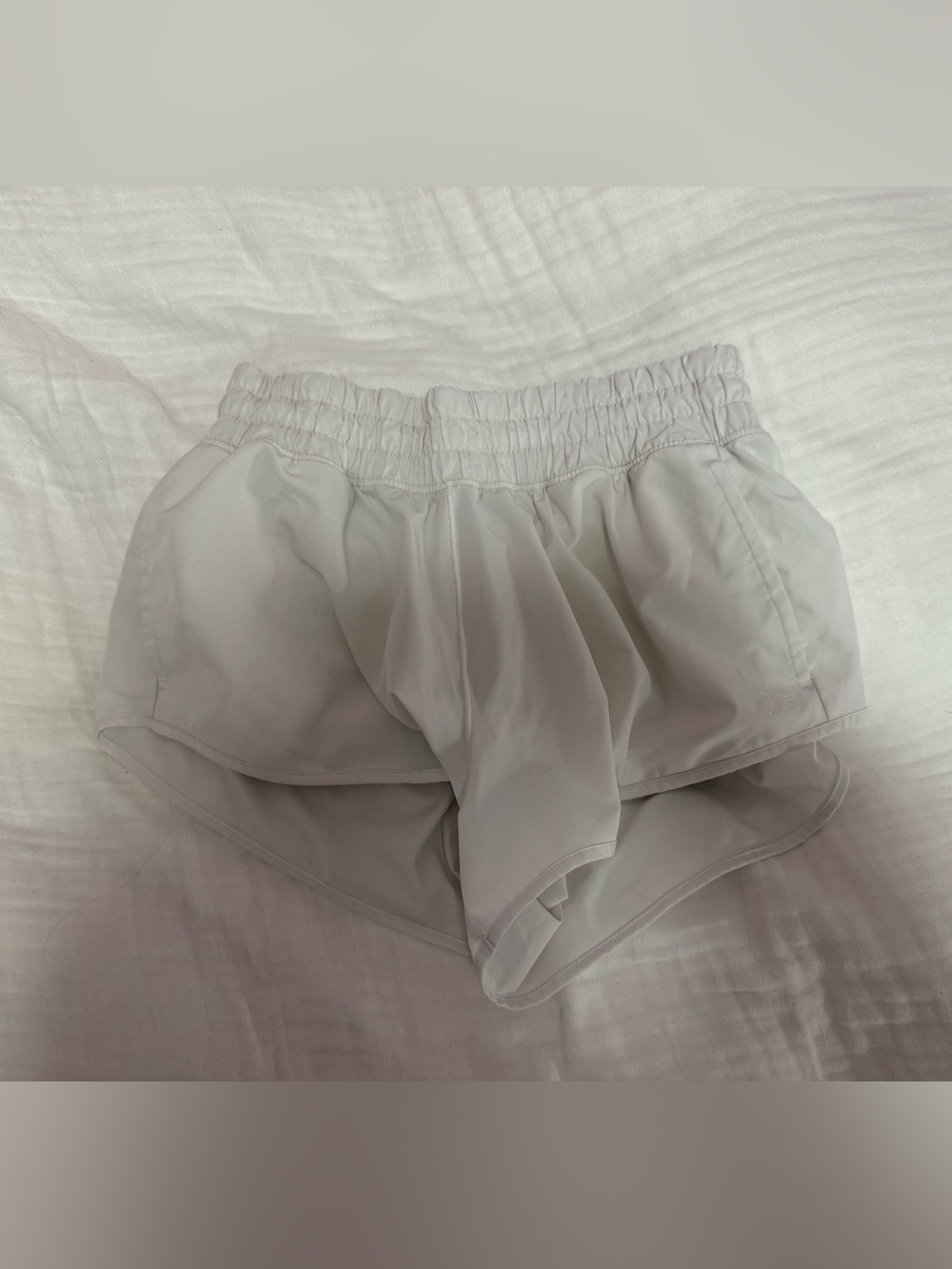 Women's White Layered Athletic Shorts with Elastic Waist